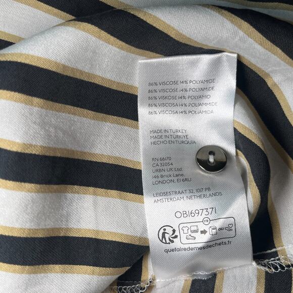 Anthropologie Maeve Silky Striped Long Sleeve Button Down Shirt Black White Sz M - Picture 8 of 8